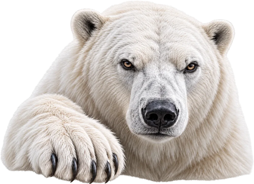 Porträt eines Eisbären mit aufgestützter Pfote